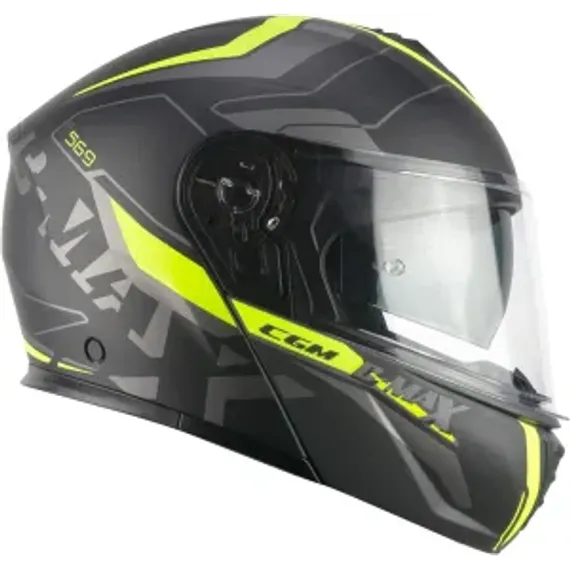 Imagen de: Casco moto Modular CGM 569G C-Max City Negro Giallo Fluo Opaco