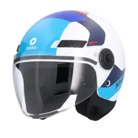 Imagen de: Casco Shiro Jet Kioto Kalos Blanco Azul